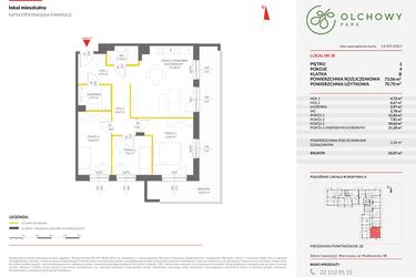 Rzut - Mieszkanie na sprzedaż 4 pokoje o powierzchni 73,03 m² - numer 38A w Olchowy Park IV