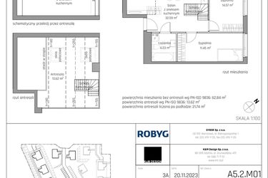 Rzut - Mieszkanie na sprzedaż 4 pokoje o powierzchni 76,46 m² - numer A5.2M01 w ROSA Residence