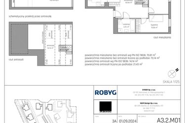 Rzut - Mieszkanie na sprzedaż 4 pokoje o powierzchni 84,95 m² - numer A3.2M01 w ROSA Residence