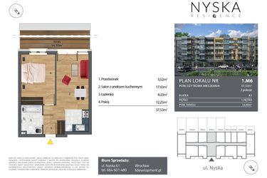 Rzut - Mieszkanie na sprzedaż 2 pokoje o powierzchni 37,46 m² - numer K3.1.M6 w Nyska Residence